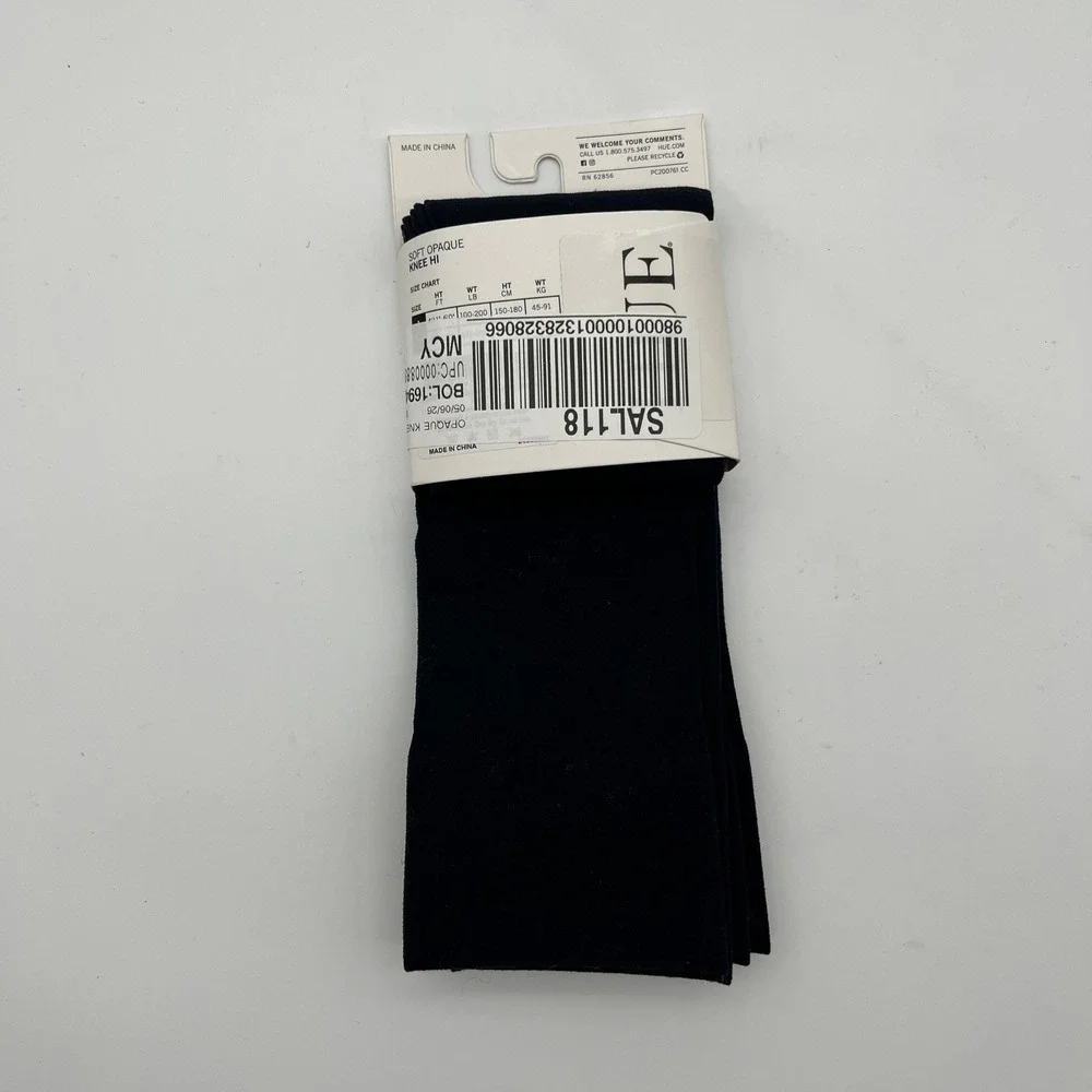 HUE Socks Womens 2 Plus Navy Soft Opaque Knee High 3 Pack Hosiery Comfort Top